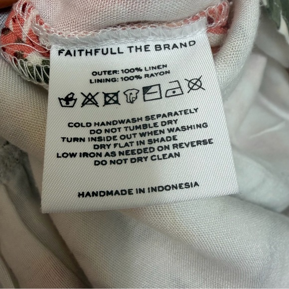 Faithfull the Brand Riso Linen Midi Dress Puff Sleeve Floral Multi Size S - Picture 10 of 12